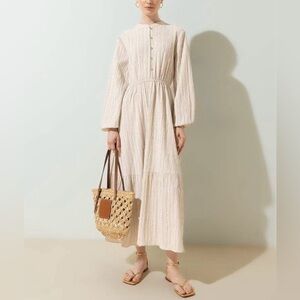 Defacto Cream Muslin Maxi Dress